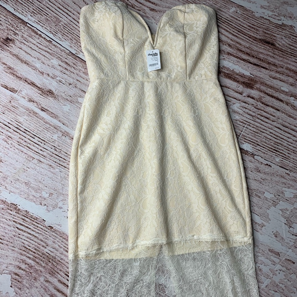 Strapless lace dress